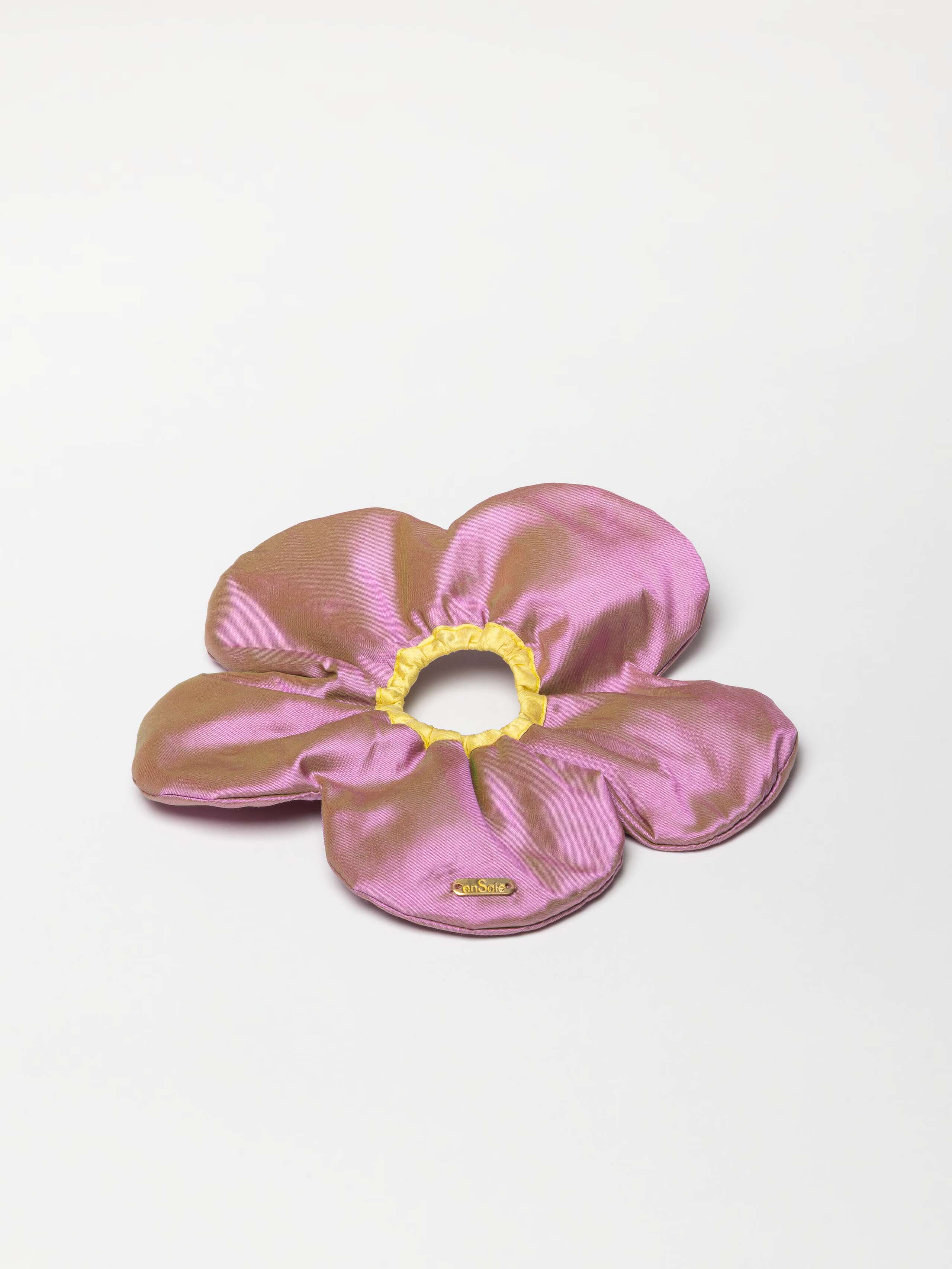 Product Shot of Pink Flower Scrunchie