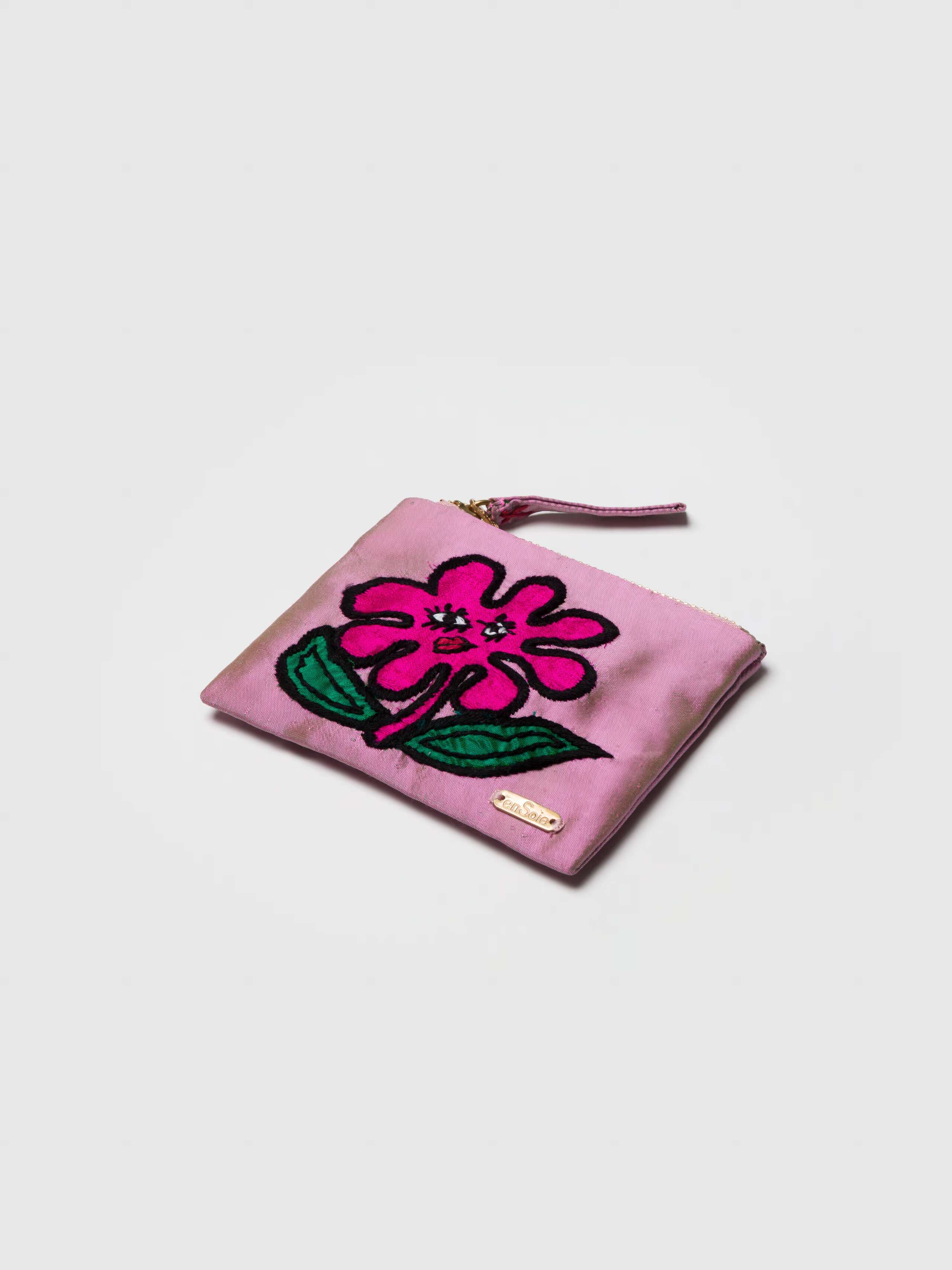 Product Shot for Spring Forest Pouch with flower in rose iridescent 