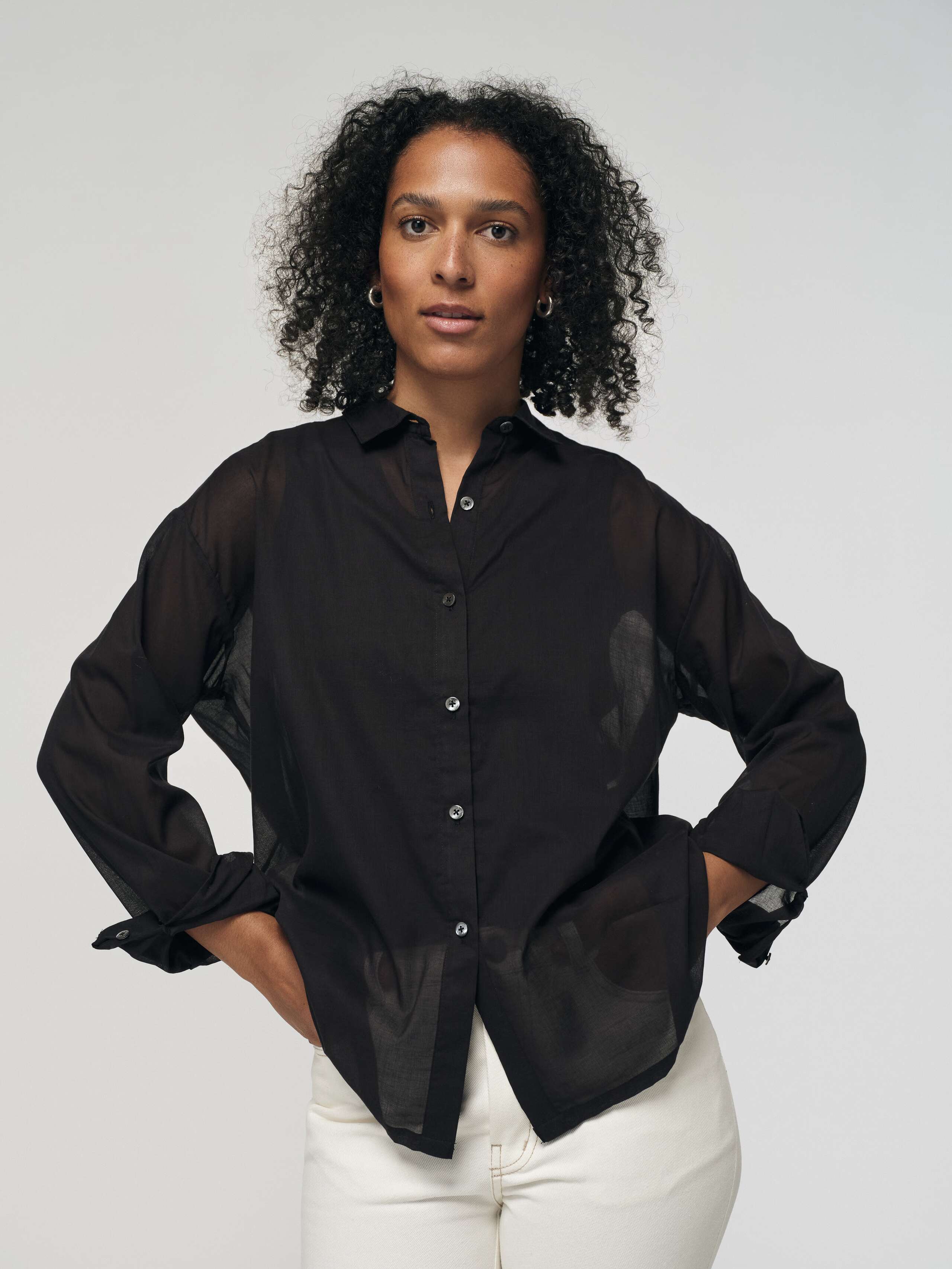 Francesca blouse in cotton voile, black