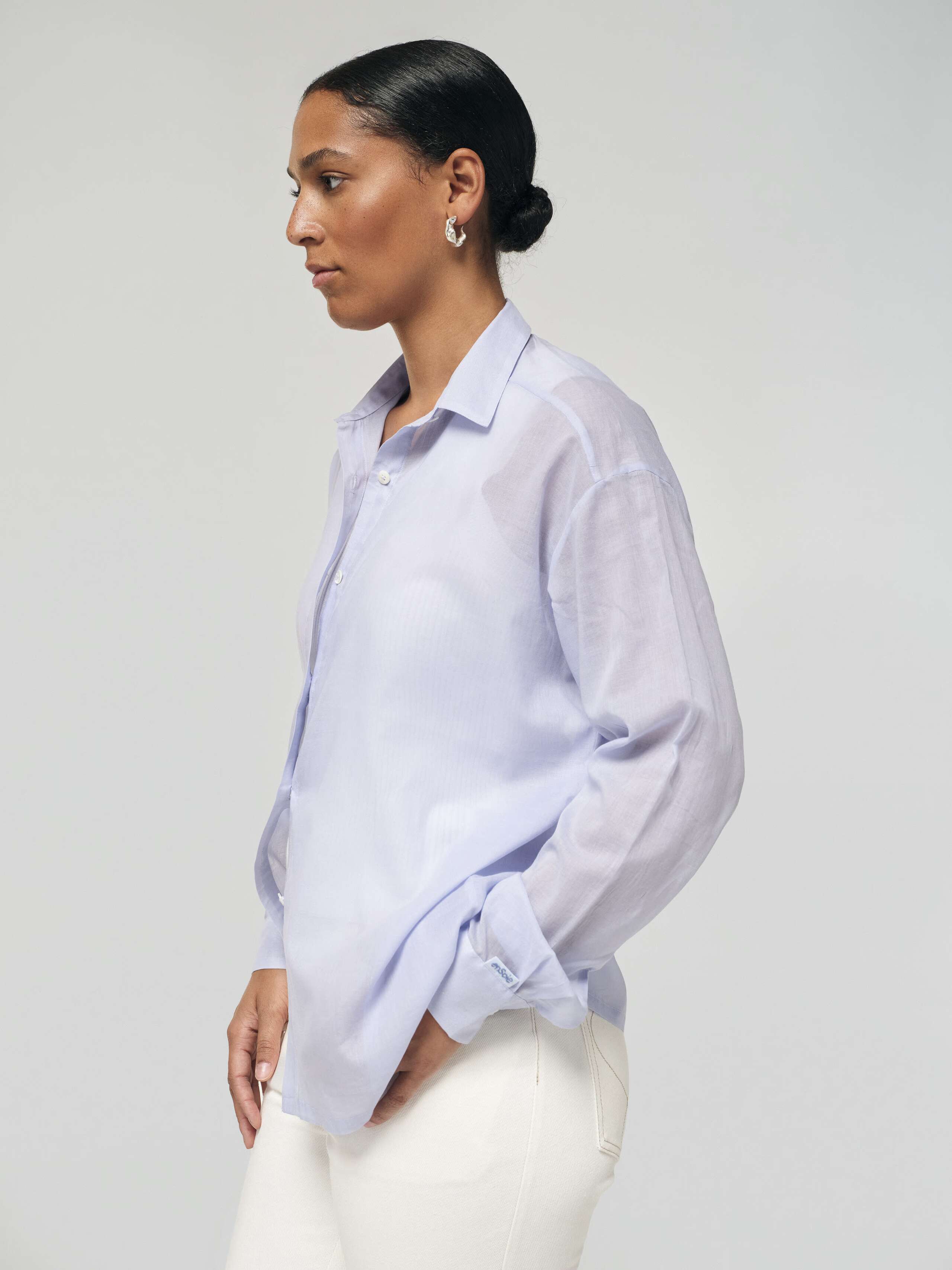 Francesca blouse in cotton voile, light blue