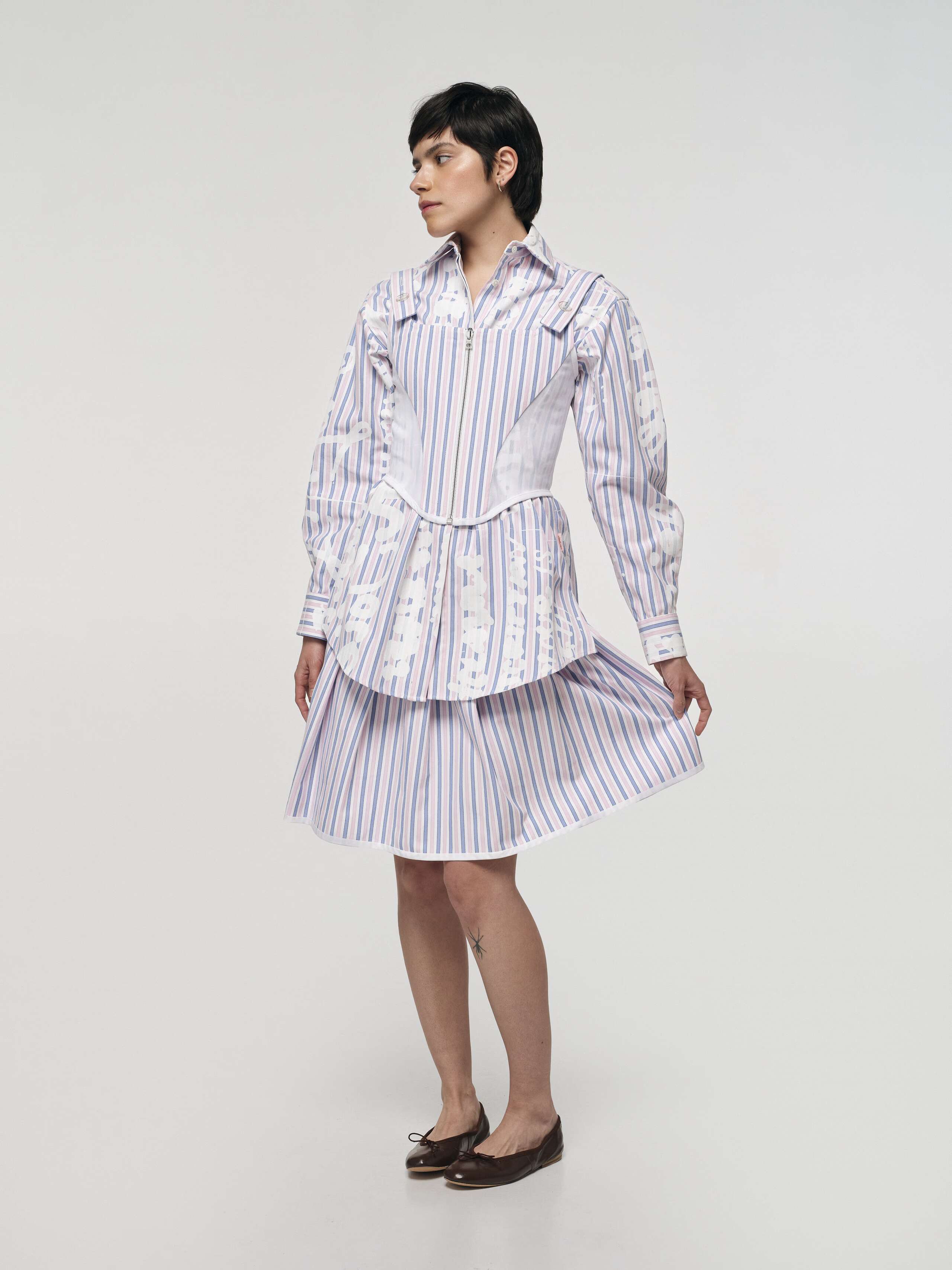 Holly Corset in oxford stripes, reversible