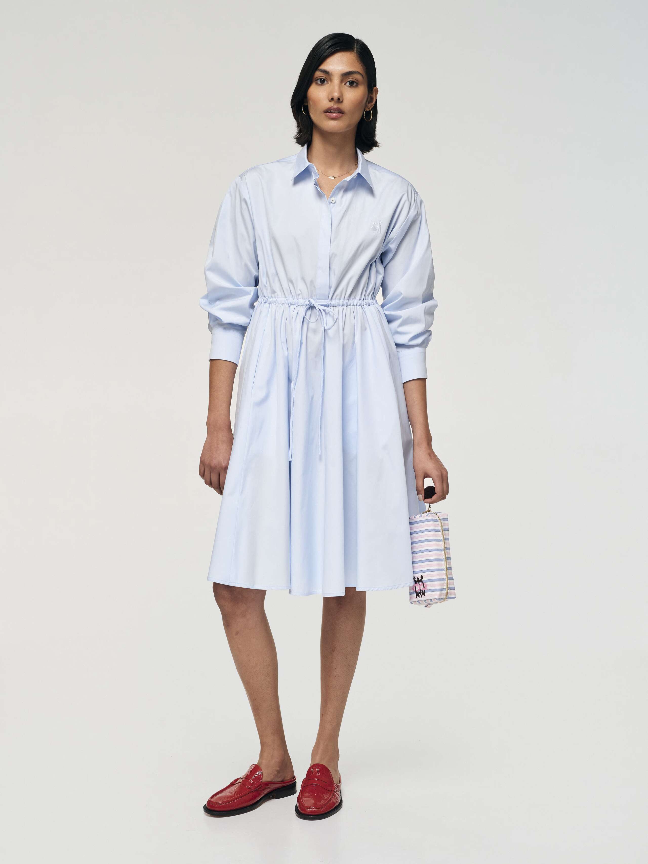 Juniper poplin dress in light blue