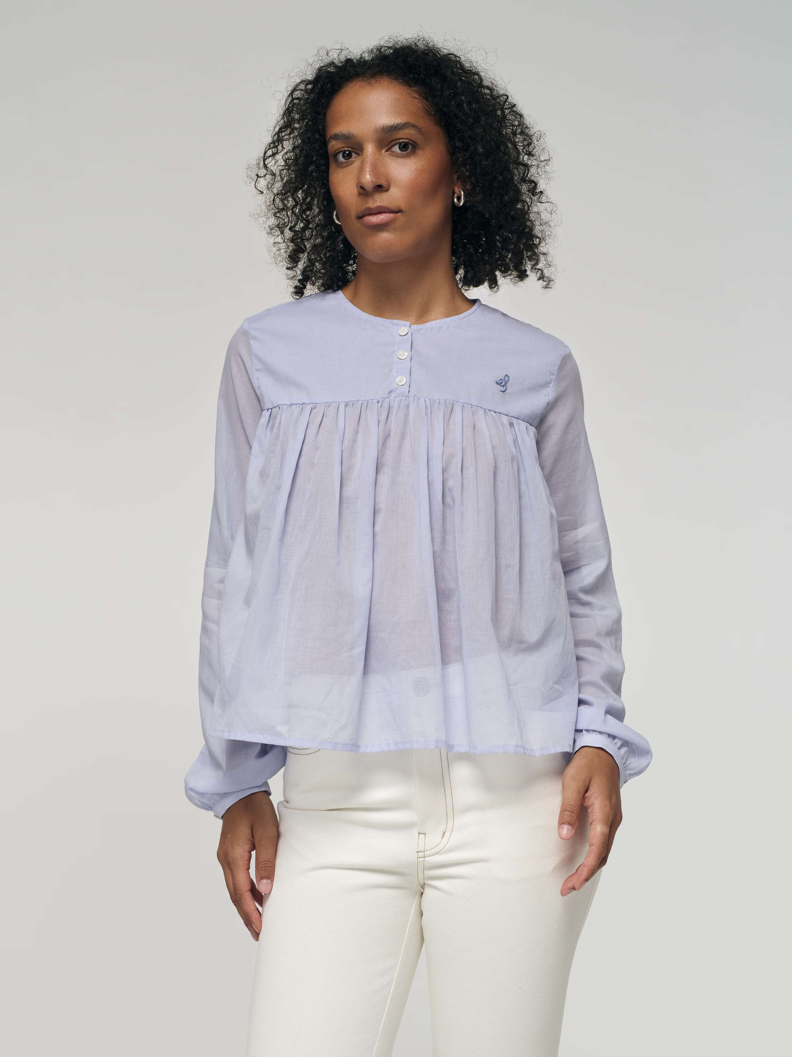Maple Blouse in Light Blue cotton voile