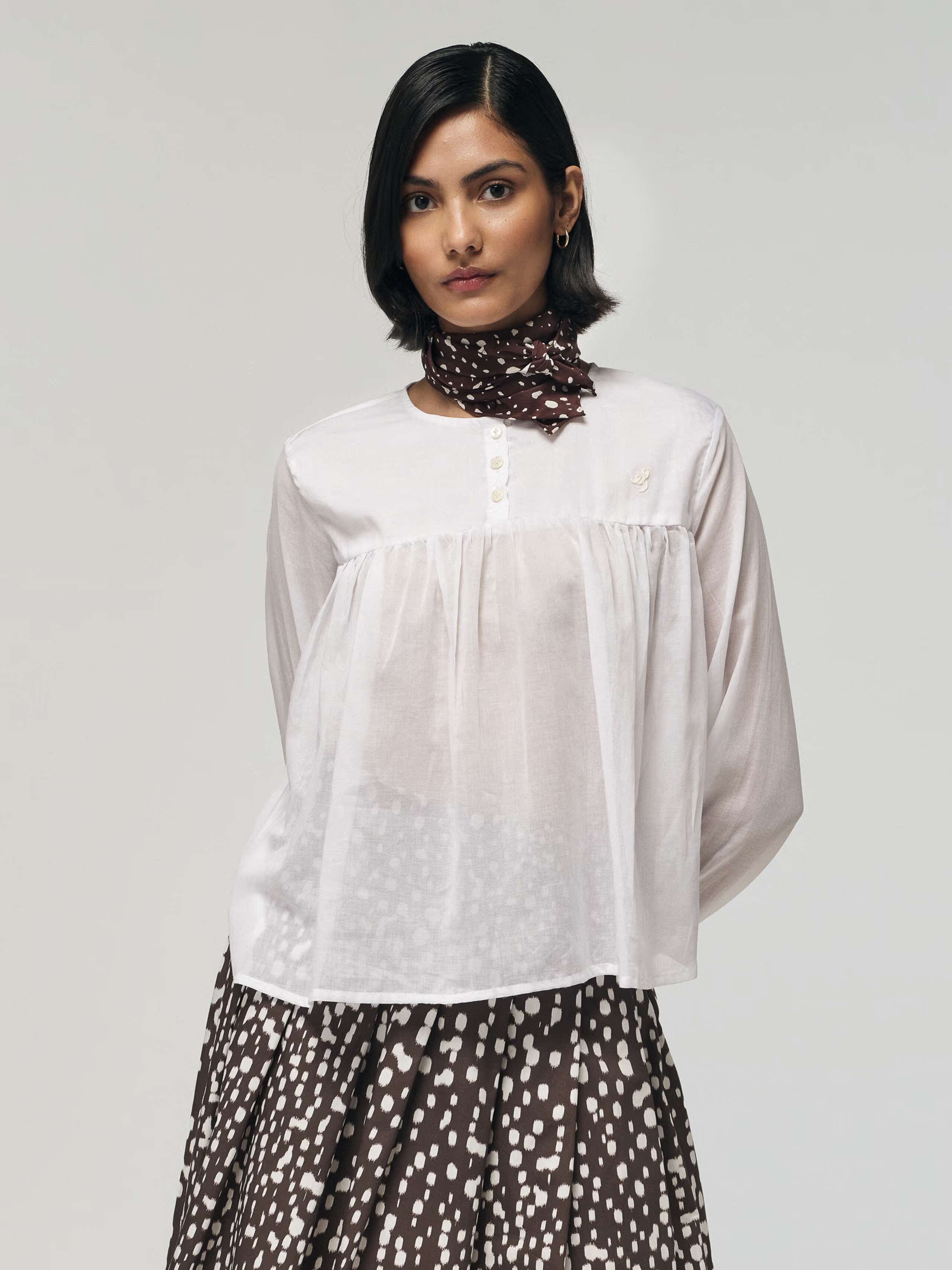 Maple blouse in cotton voile, white