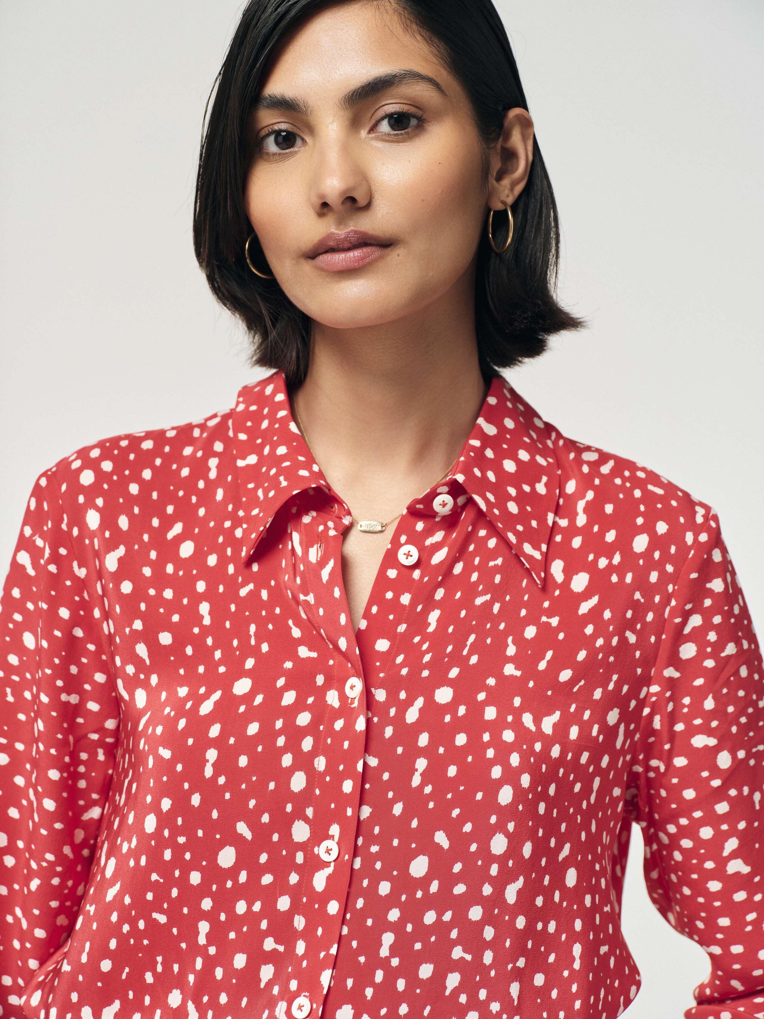 Maxi blouse in Red Dot print