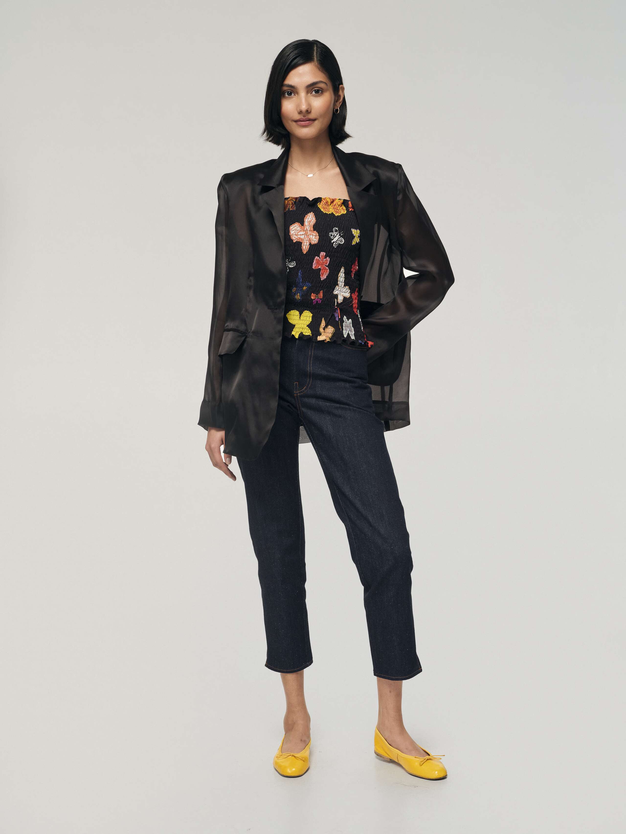 Spruce Blazer in black organza