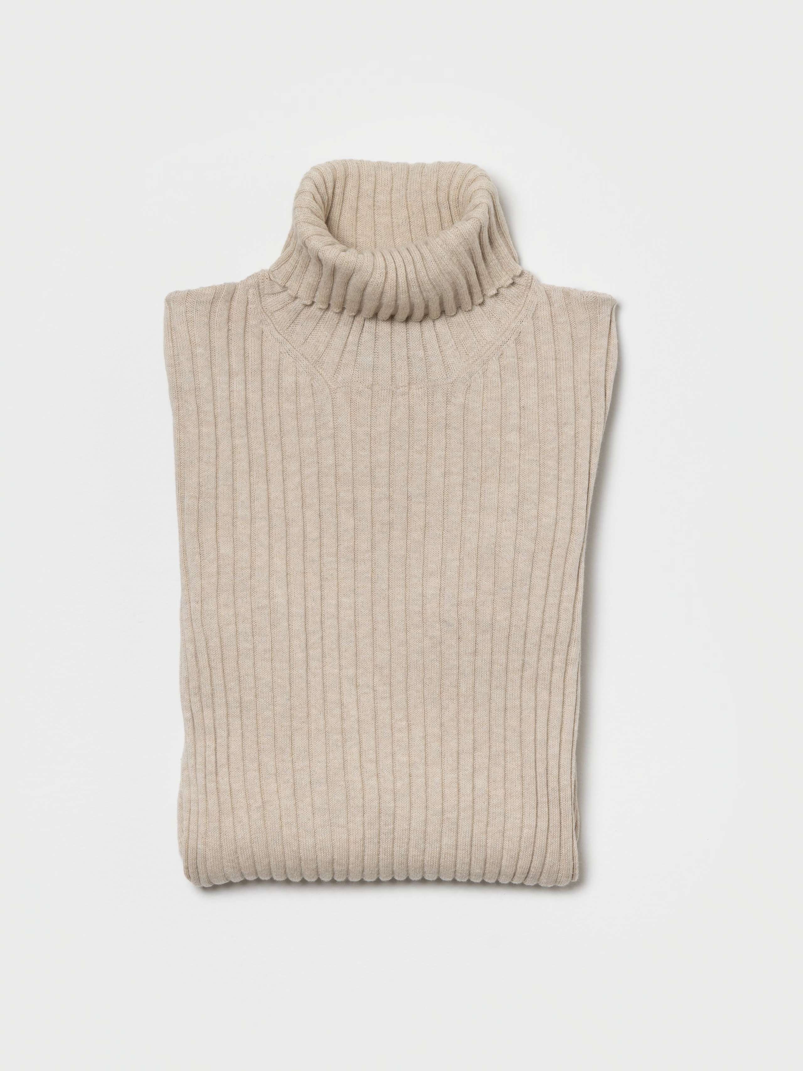 Product Shot of Josie Turtleneck Sweater folded in Gold Beige 
