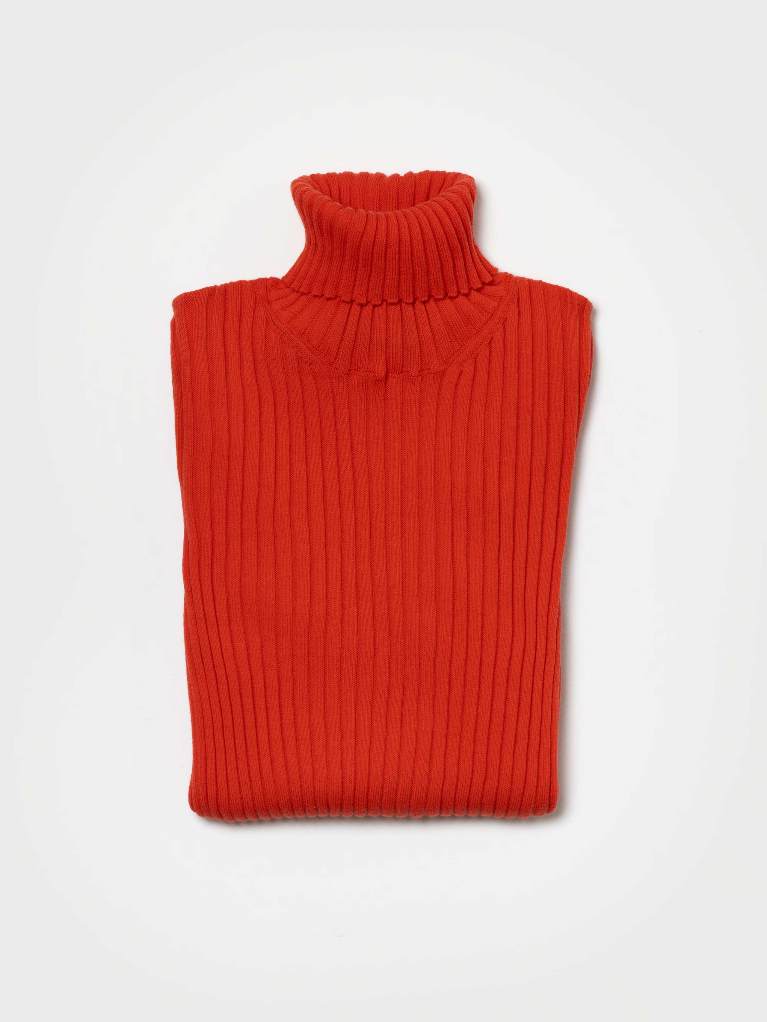 Product Shot of Josie Turtleneck Sweater folded in Warmest Red