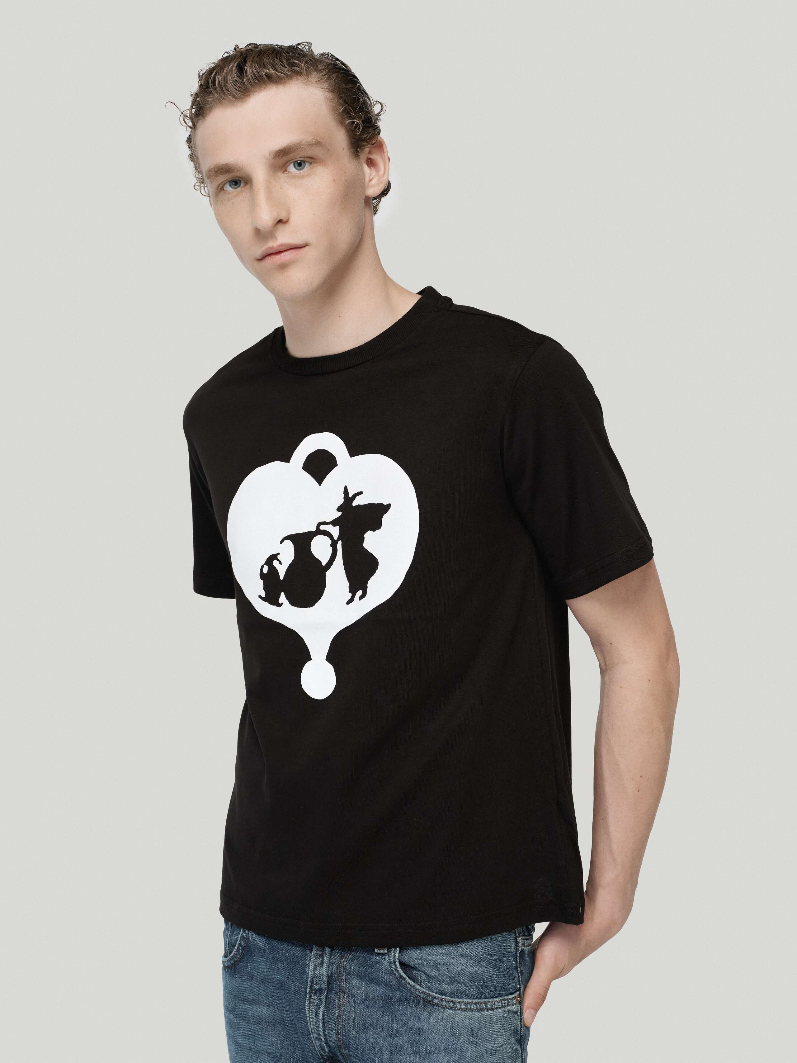 Product Shot of APOH TShirt in Black with White Print 