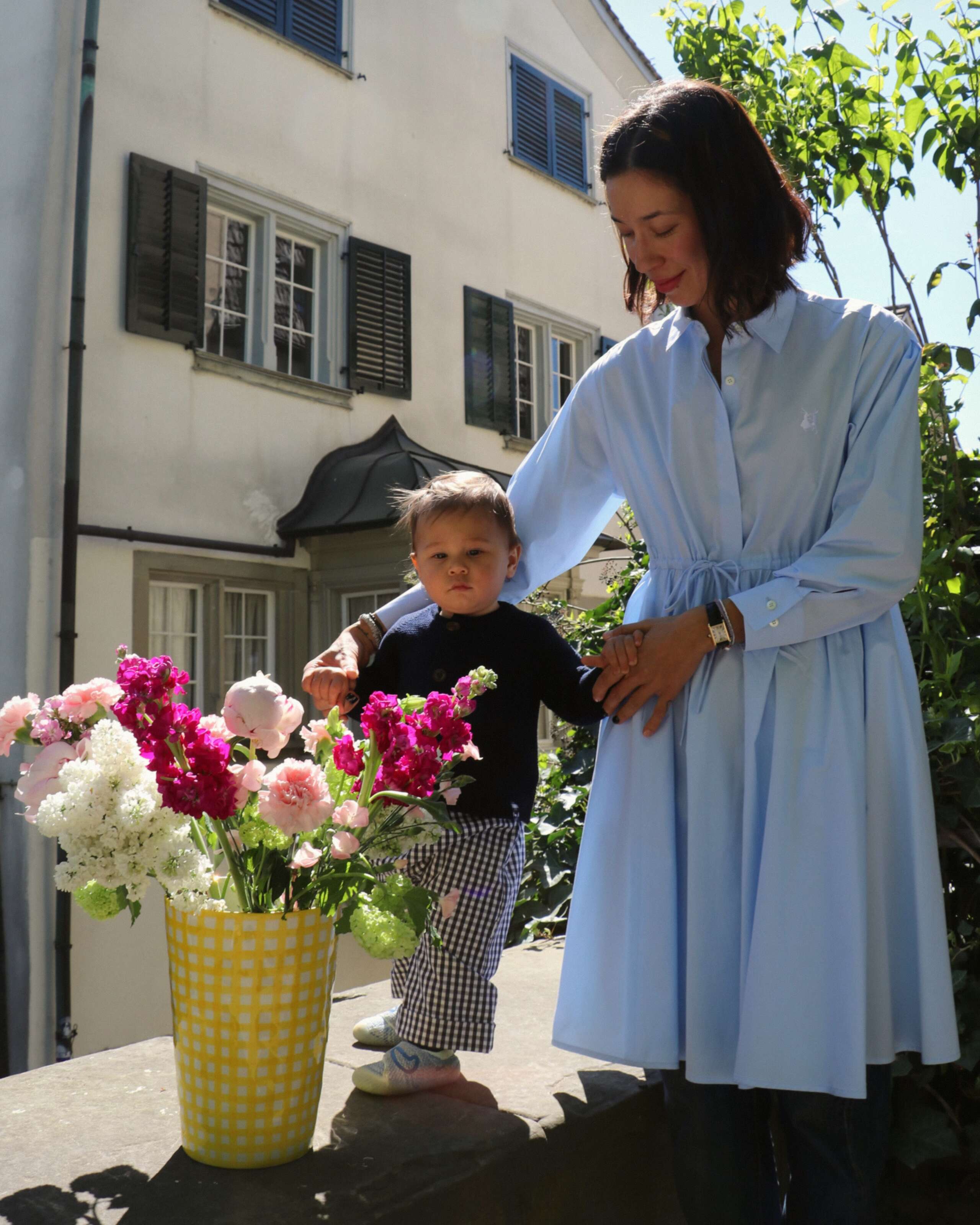 A young mother with her little son
