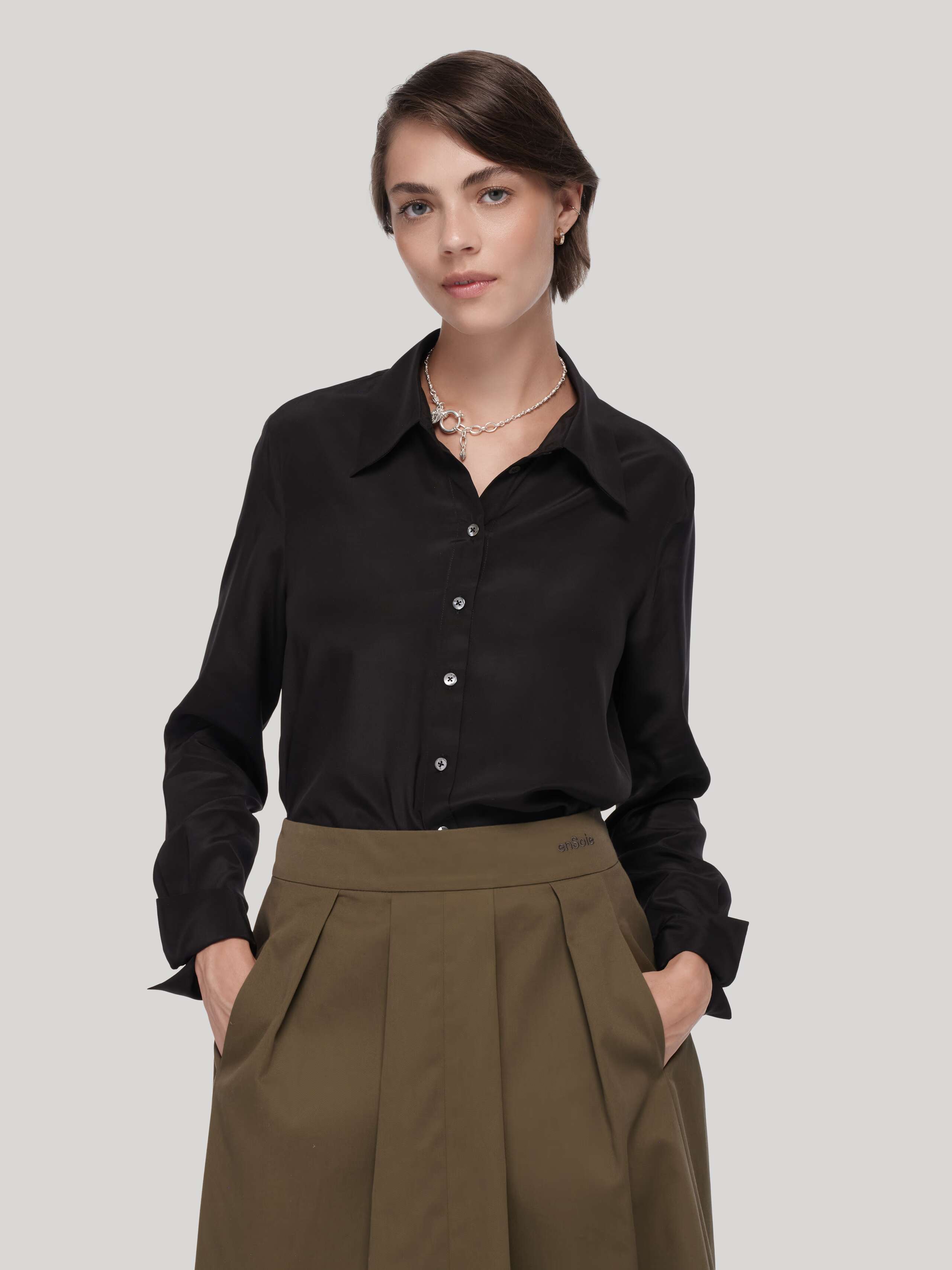 Maxi Blouse in black silk