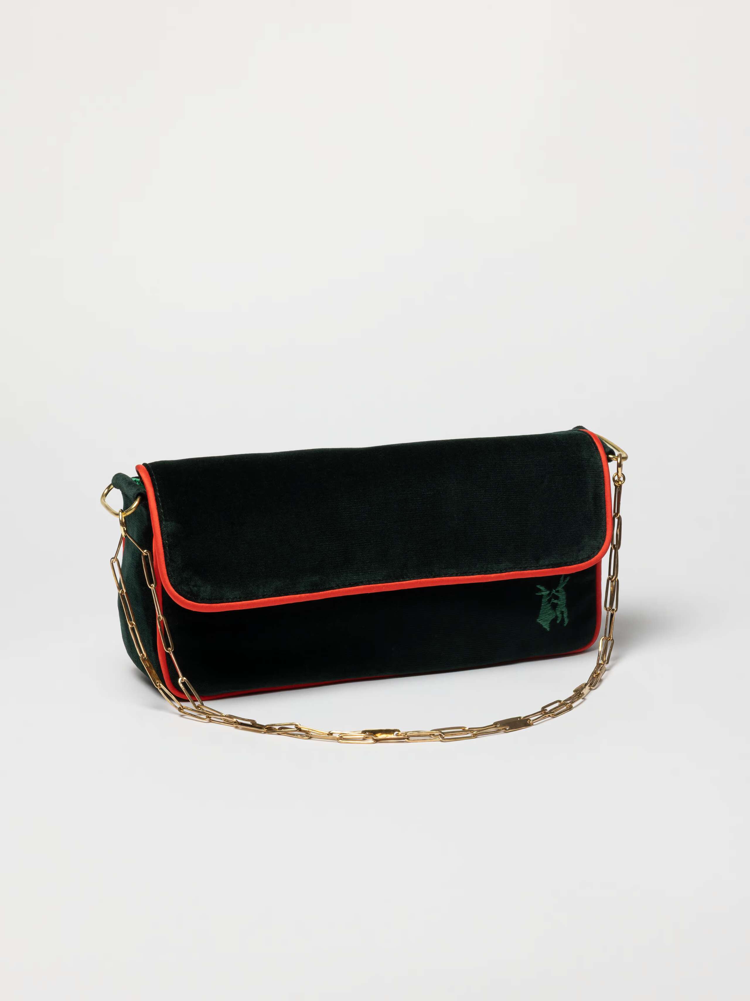 Judy bag in cotton velvet, Deep Green