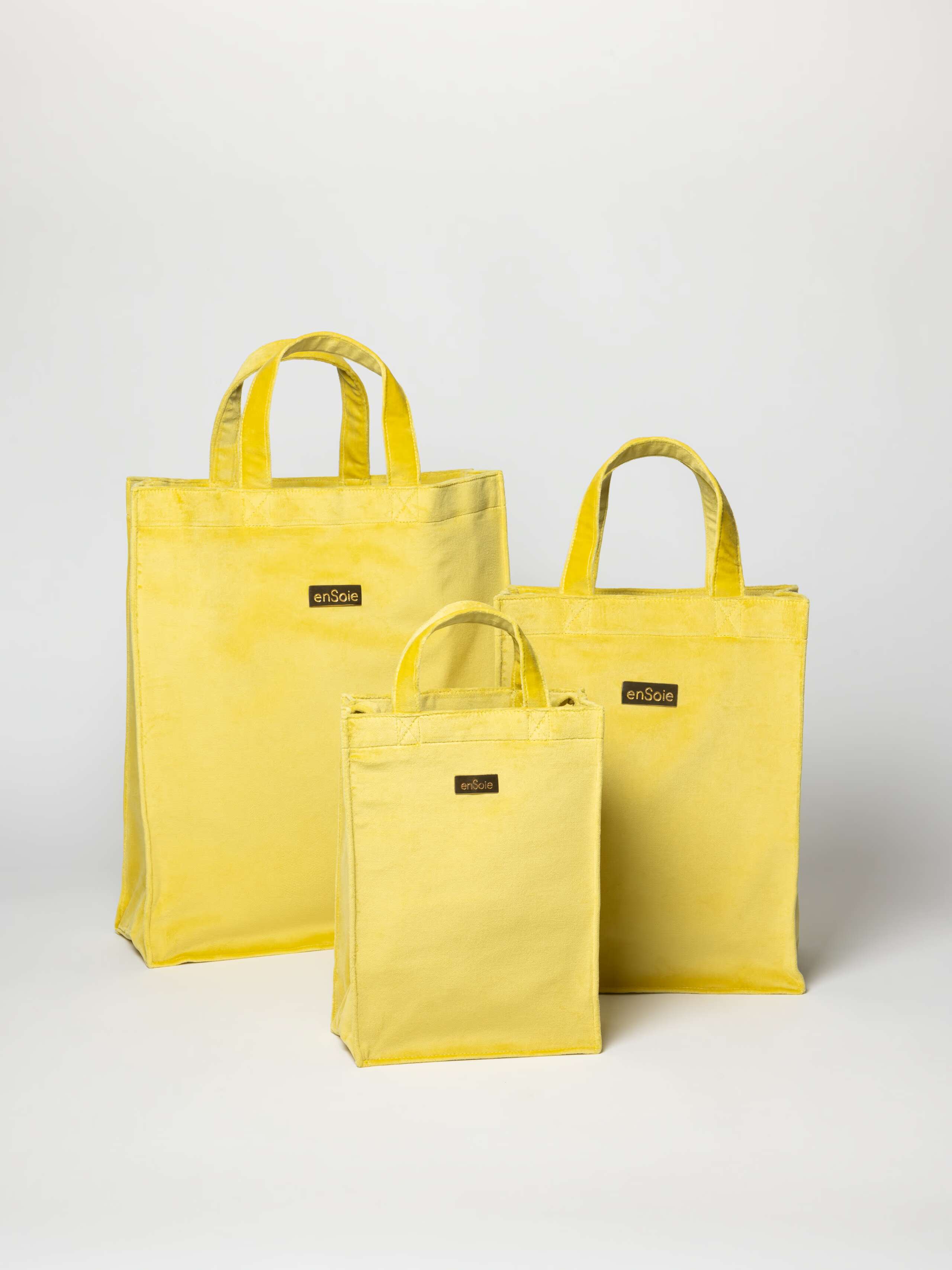 Cabas cotton velvet bags in Straw Yellow