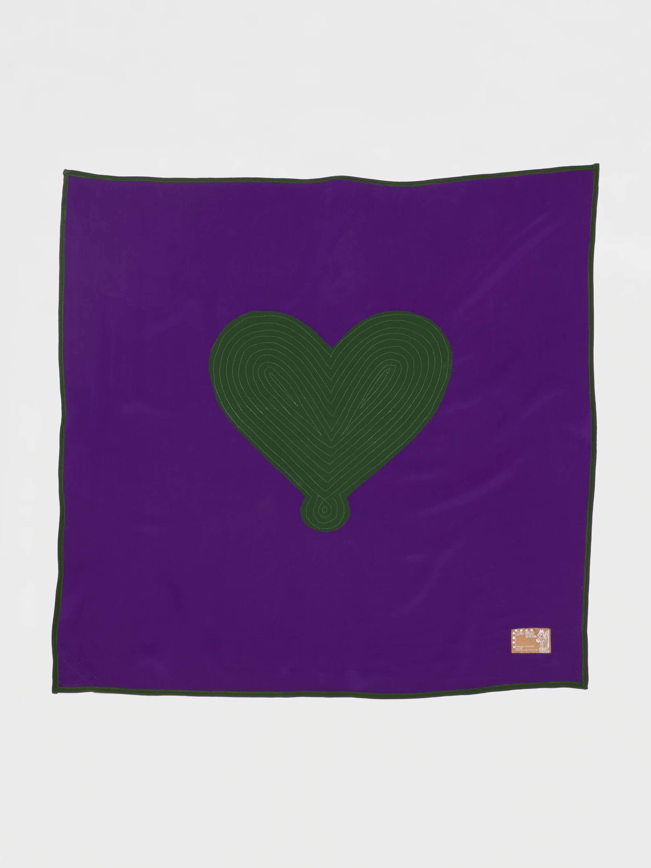Detail Shot of Carre Foulard Heart Patch in Purple 