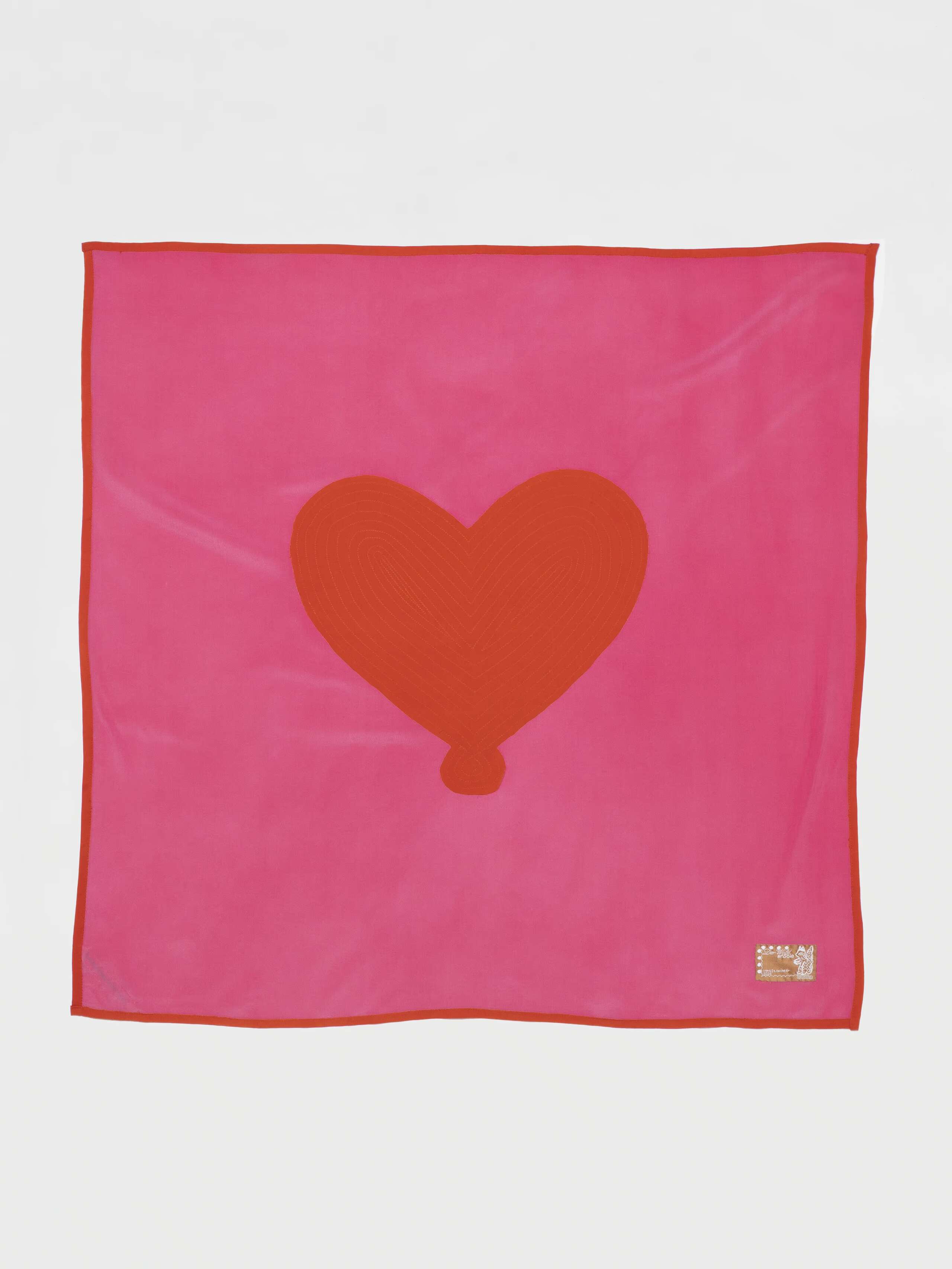 Product Shot of Carre Foulard Heart Patch in Candy Pink