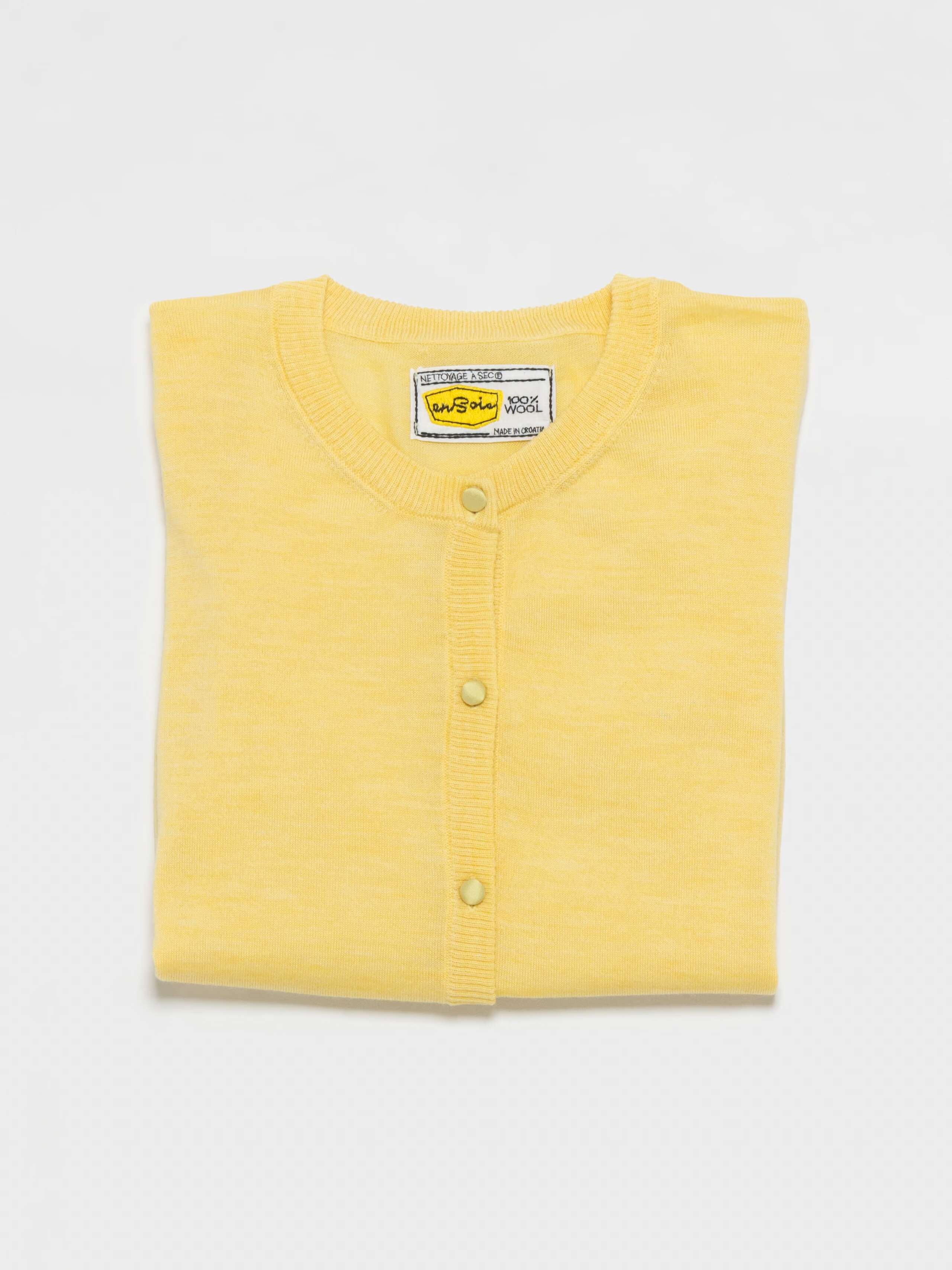 Product Shot of Bea Cardigan in Soft Yellow