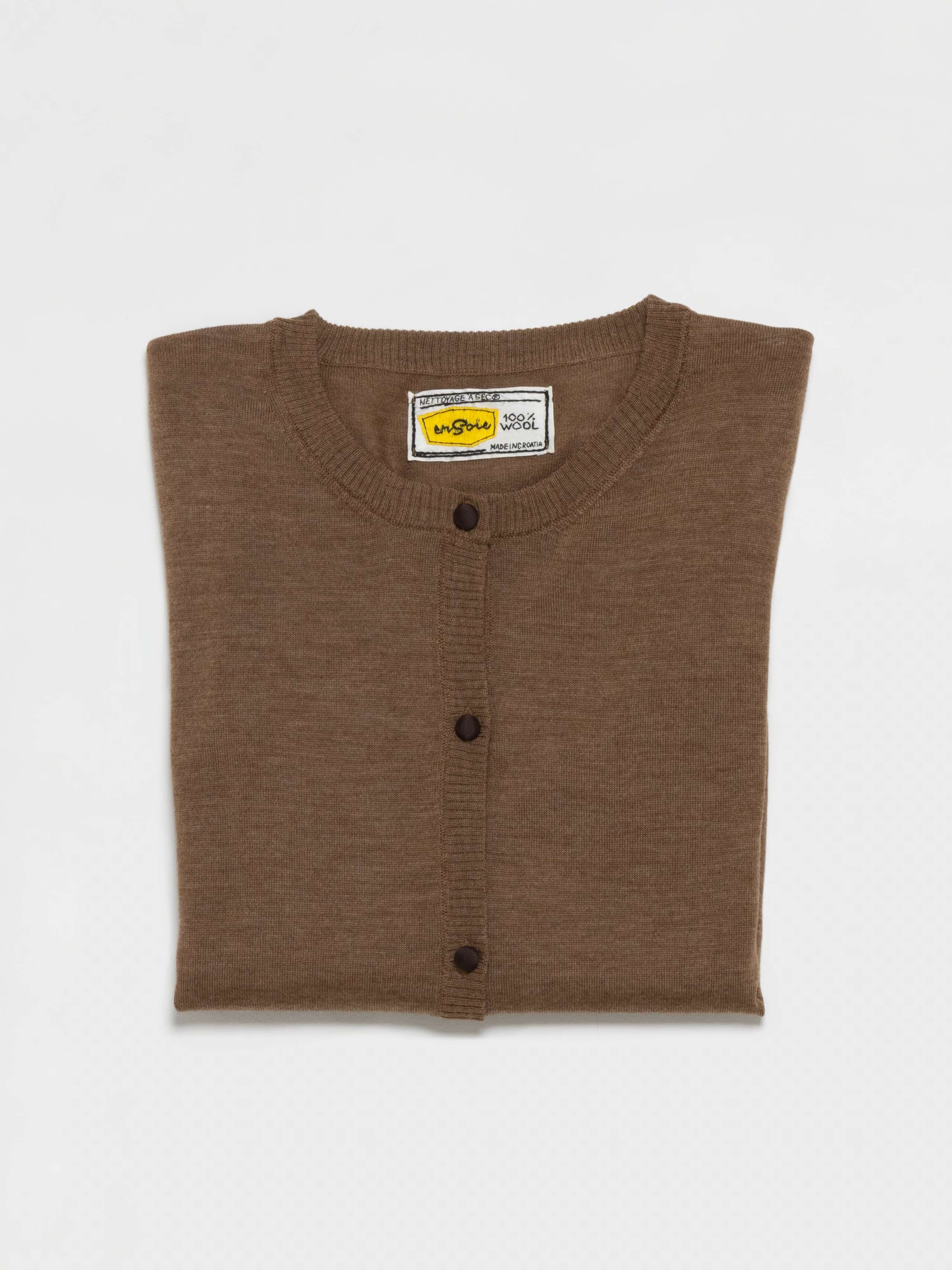 Product Shot of Bea Cardigan in Acorn Brown 